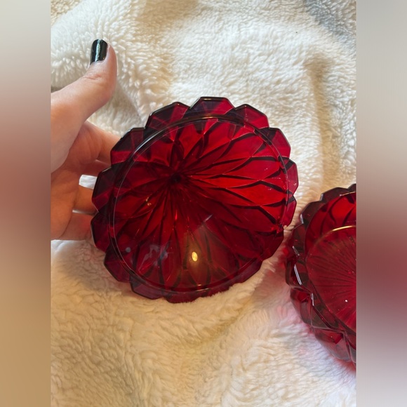 Shannon Ruby Red Glass Lead Crystal Hershey Kiss Shaped Covered Candy Dish EUC - Picture 3 of 7